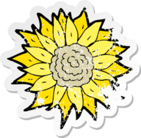 retro distressed sticker of a cartoon sunflower png
