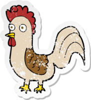 retro distressed sticker of a cartoon rooster png