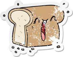 distressed sticker of a cartoon laughing loaf of bread png