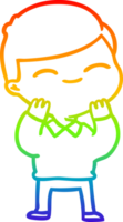 rainbow gradient line drawing cartoon smiling boy png