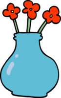 cartoon doodle vase with flowers png