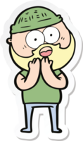 sticker of a cartoon surprised bearded man png