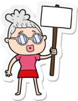 Aufkleber einer Cartoon-Demonstrantenfrau mit Brille png