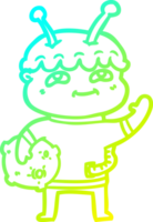 cold gradient line drawing of a friendly cartoon spaceman waving png