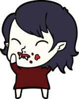 cartoon vampire girl with blood on cheek png