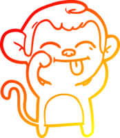 warm gradient line drawing of a funny cartoon monkey png