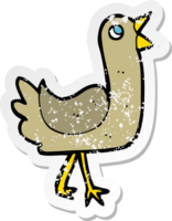 retro distressed sticker of a cartoon bird png