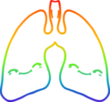 rainbow gradient line drawing of a cartoon lungs png