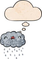 schattig tekenfilm wolk met gedachte bubbel in grunge structuur stijl png