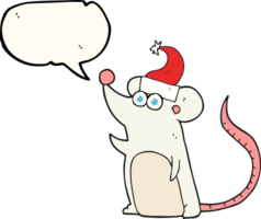 mano disegnato discorso bolla cartone animato topo Natale cappello png
