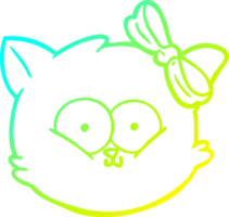 cold gradient line drawing of a cute cartoon kitten face png