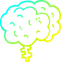 cold gradient line drawing of a cartoon brain png