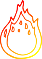 warm gradient line drawing of a cartoon fire png