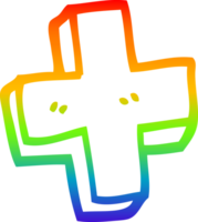 rainbow gradient line drawing of a cartoon plus symbol png