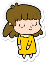 sticker of a cartoon indifferent woman png