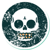 iconic distressed sticker tattoo style image of a skull png