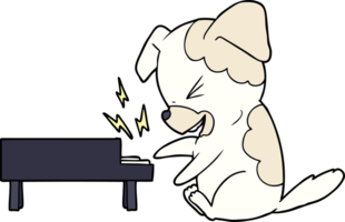 cartoon dog rocking out on piano png