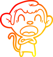 warm gradient line drawing of a shouting cartoon monkey png