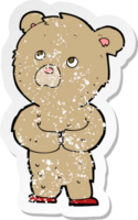 retro noodlijdende sticker van een cartoon teddybeer png