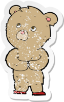 autocollant rétro en détresse d'un ours en peluche de dessin animé png