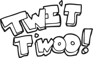 hand drawn black and white cartoon twit two owl call text png