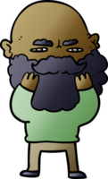 cartoon man with beard frowning checking his beard png