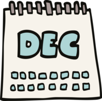 calendrier de doodle de dessin animé montrant le mois de décembre png