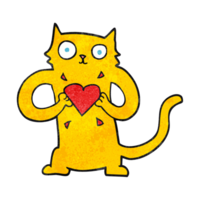 main texturé dessin animé chat avec l'amour cœur png