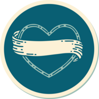 sticker of tattoo in traditional style of a heart and banner png