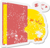 cute baby bird holding book grunge sticker png