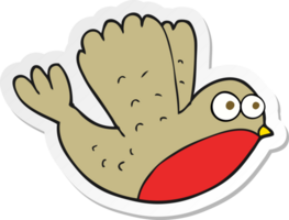 sticker of a cartoon flying christmas robin png