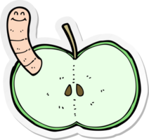 autocollant d'une pomme de dessin animé avec ver png