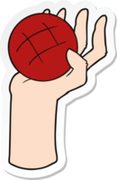 sticker van een cartoonhand die een bal gooit png