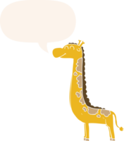 cartone animato giraffa con discorso bolla nel retrò stile png