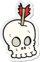 sticker of a cartoon skull with arrow png