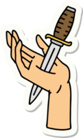 sticker of tattoo in traditional style of a dagger in the hand png