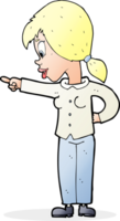 cartoon enthusiastic woman pointing png