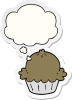 cute cartoon pie with thought bubble as a printed sticker png