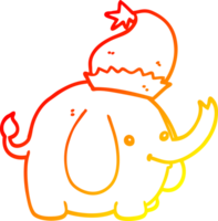 chaud pente ligne dessin de une mignonne dessin animé Noël l'éléphant png