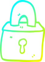 cold gradient line drawing of a cartoon locked padlock png