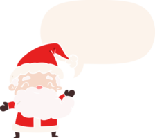 cartoon santa claus with speech bubble in retro style png