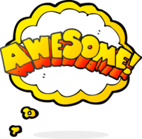 hand drawn thought bubble cartoon word awesome png