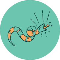 icon of a tattoo style hissing snake png