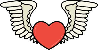 tatouage dans traditionnel style de une cœur avec ailes png