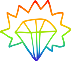 rainbow gradient line drawing of a cartoon shining diamond png