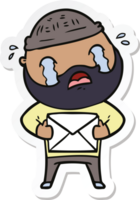 sticker of a cartoon bearded man crying png