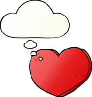 cartoon love heart with thought bubble in smooth gradient style png