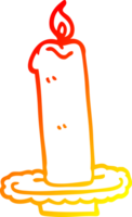 warm gradient line drawing of a cartoon burning candle png