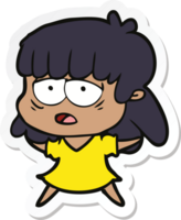 sticker of a cartoon tired woman png