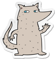 sticker of a cartoon wolf waving png